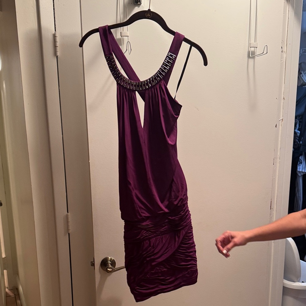 Laundry By Shelli Segal Purple Embellished Mini Dress